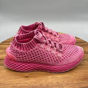 Nobull Reflective Knit Runner Shoes Womens 6 Neon Pink CrossFit Gym Sneakers